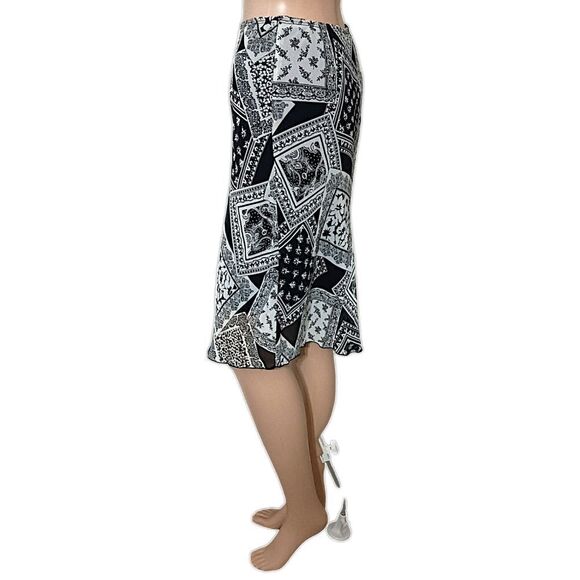 Vtg 90s‎ Patchwork Print Midi Skirt S Lettuce Hem Sheer Overlay Bohemian Grunge. - Picture 6 of 16